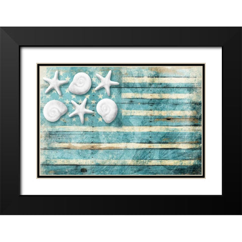 Coastal American Flag Black Modern Wood Framed Art Print with Double Matting by Grey, Jace
