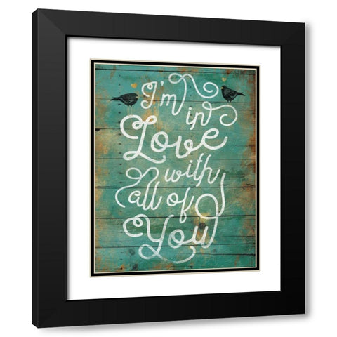 Love Birds Black Modern Wood Framed Art Print with Double Matting by Grey, Jace