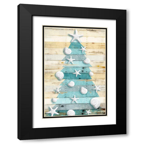 Coastal Christmas Tree Black Modern Wood Framed Art Print with Double Matting by Grey, Jace