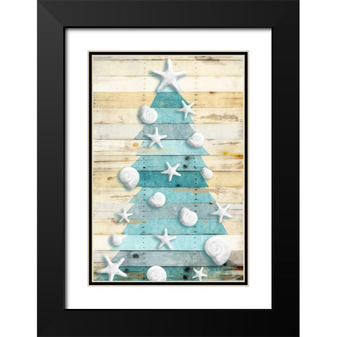 Coastal Christmas Tree Black Modern Wood Framed Art Print with Double Matting by Grey, Jace