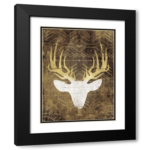 Deer In The Light Mate Black Modern Wood Framed Art Print with Double Matting by Grey, Jace