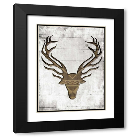 White Wood Dear Black Modern Wood Framed Art Print with Double Matting by Grey, Jace