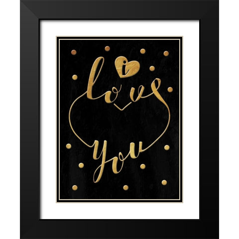 Love Is Gold Black Modern Wood Framed Art Print with Double Matting by Grey, Jace