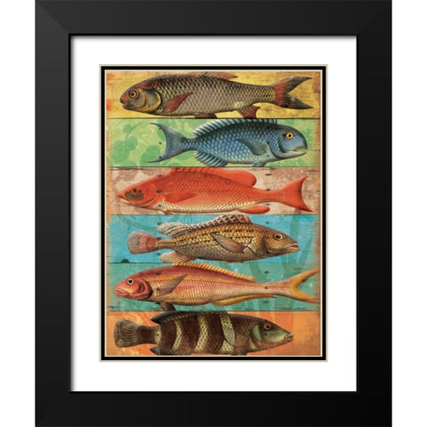 Fish Wall Black Modern Wood Framed Art Print with Double Matting by Grey, Jace