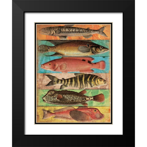 Fish Wall Mate Black Modern Wood Framed Art Print with Double Matting by Grey, Jace
