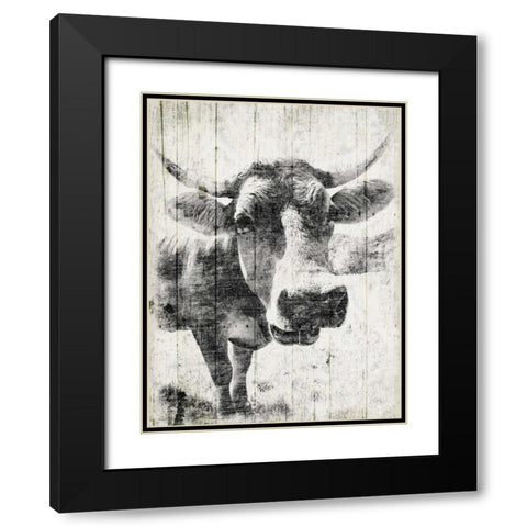 Vintage Cow Mate Black Modern Wood Framed Art Print with Double Matting by Grey, Jace