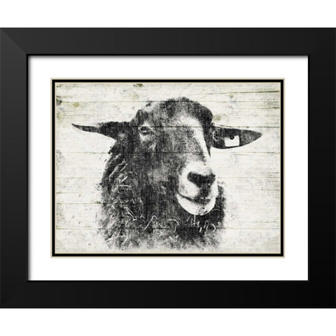 Vintage Sheep Black Modern Wood Framed Art Print with Double Matting by Grey, Jace