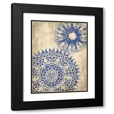 Coastal Indigo Pattern Third Black Modern Wood Framed Art Print with Double Matting by Grey, Jace