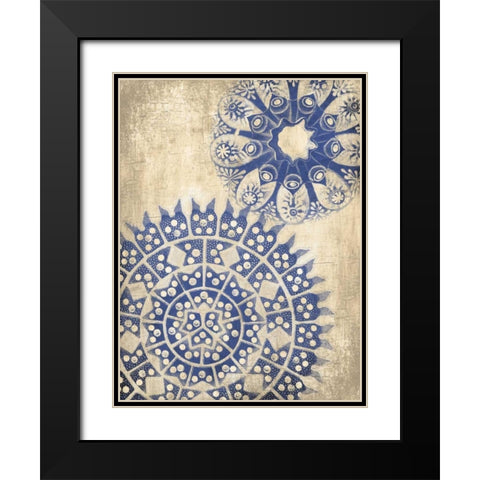 Coastal Indigo Pattern Third Black Modern Wood Framed Art Print with Double Matting by Grey, Jace