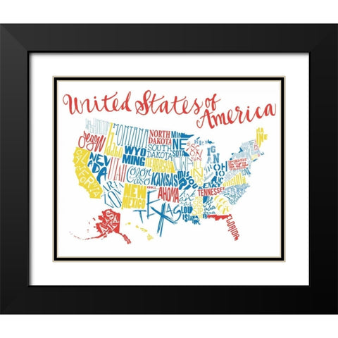 Bright Fun United States Black Modern Wood Framed Art Print with Double Matting by Grey, Jace