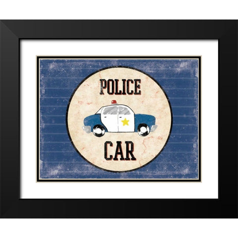 Police Car Blues Black Modern Wood Framed Art Print with Double Matting by Grey, Jace