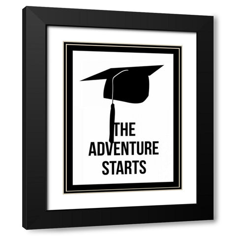 The Adventure Starts Black Modern Wood Framed Art Print with Double Matting by Grey, Jace