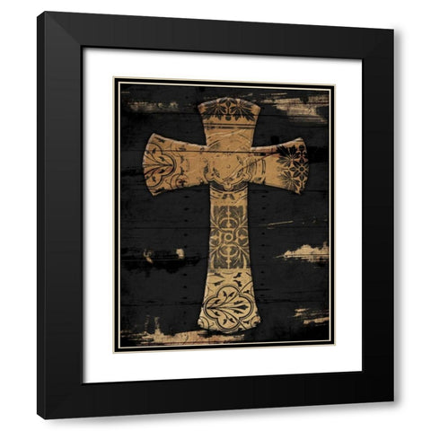 Gold Cross 1 Black Modern Wood Framed Art Print with Double Matting by Grey, Jace