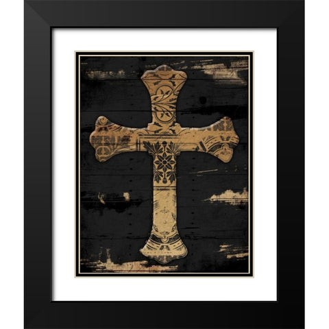 Gold Cross 2 Black Modern Wood Framed Art Print with Double Matting by Grey, Jace