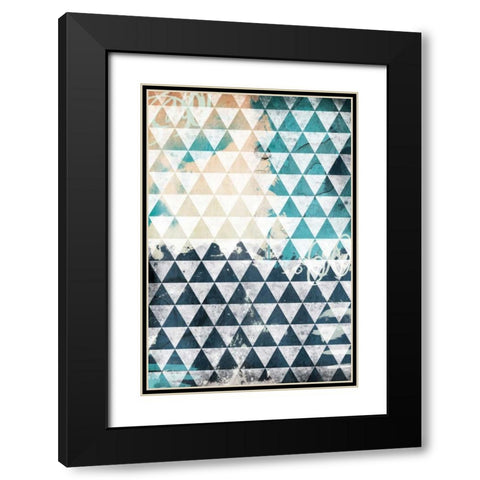 Steal Teal Triangles Black Modern Wood Framed Art Print with Double Matting by Grey, Jace