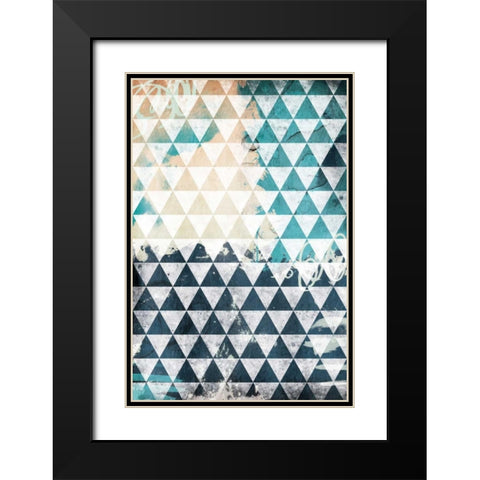 Steal Teal Triangles Black Modern Wood Framed Art Print with Double Matting by Grey, Jace