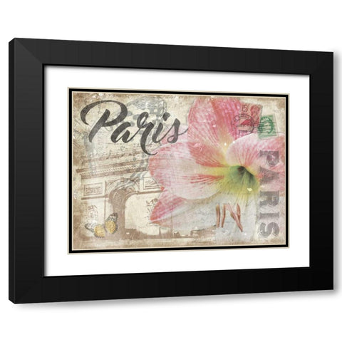 Mail To Paris Black Modern Wood Framed Art Print with Double Matting by Grey, Jace
