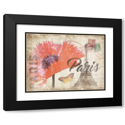 Mail To Paris Mate Black Modern Wood Framed Art Print with Double Matting by Grey, Jace