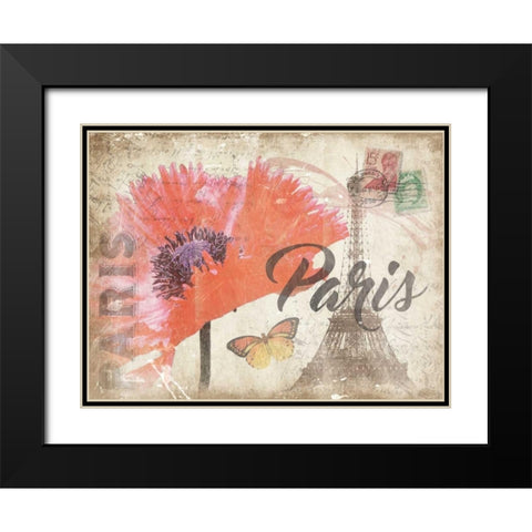 Mail To Paris Mate Black Modern Wood Framed Art Print with Double Matting by Grey, Jace
