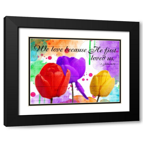 We Love Black Modern Wood Framed Art Print with Double Matting by Grey, Jace