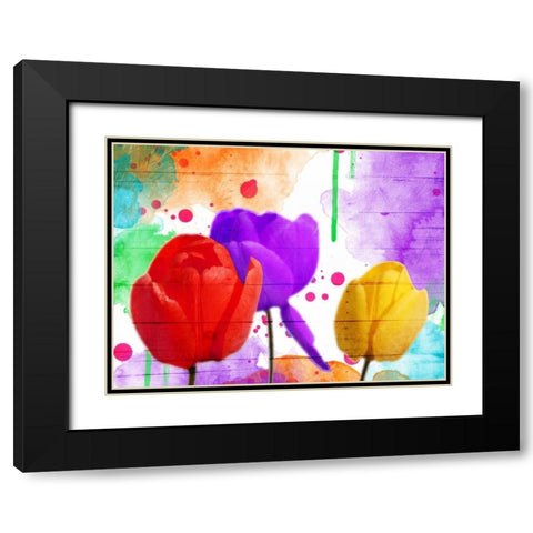 Fun Tulips Black Modern Wood Framed Art Print with Double Matting by Grey, Jace