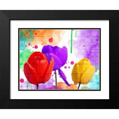 Fun Tulips Black Modern Wood Framed Art Print with Double Matting by Grey, Jace