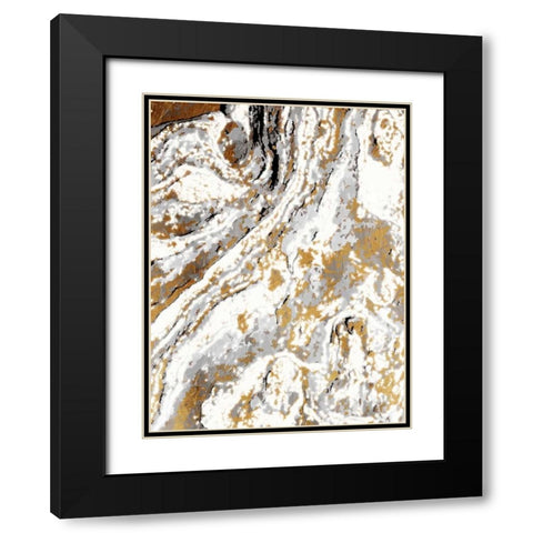 Gold Marble Black Modern Wood Framed Art Print with Double Matting by Grey, Jace