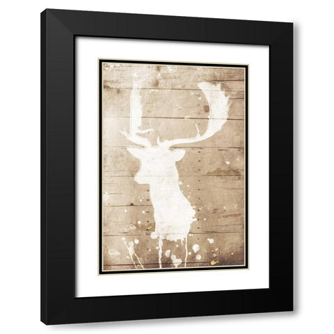 Deer Drip Black Modern Wood Framed Art Print with Double Matting by Grey, Jace