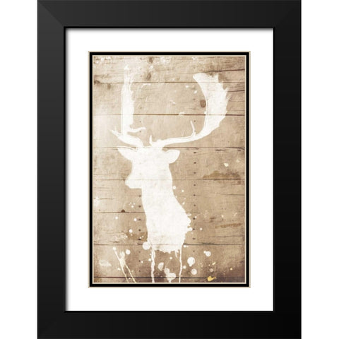 Deer Drip Black Modern Wood Framed Art Print with Double Matting by Grey, Jace