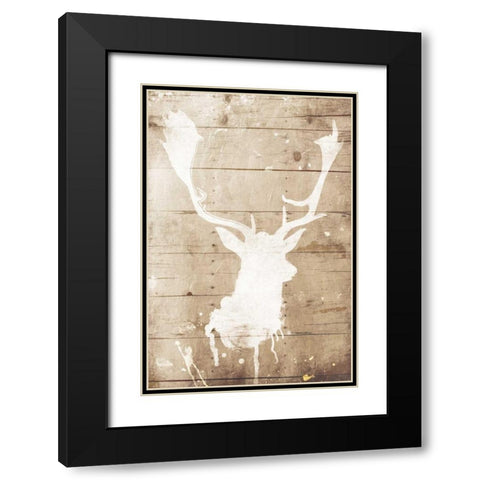 Deer Drip Mate Black Modern Wood Framed Art Print with Double Matting by Grey, Jace