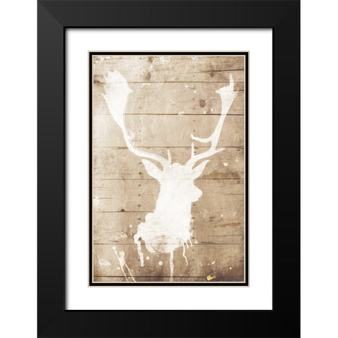 Deer Drip Mate Black Modern Wood Framed Art Print with Double Matting by Grey, Jace
