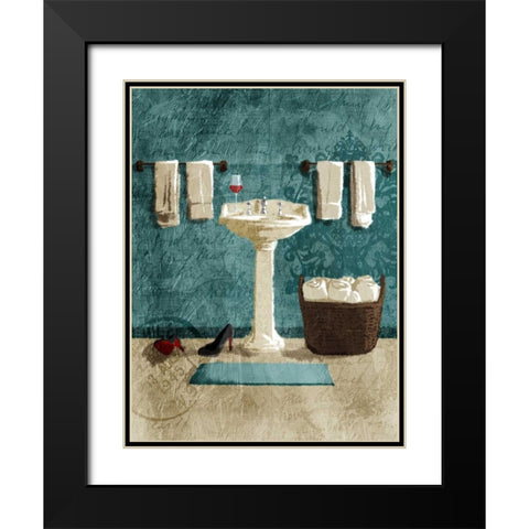 Teal Wine SInk Black Modern Wood Framed Art Print with Double Matting by Grey, Jace