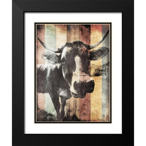 Miultiwood Vintage Cow Mate Black Modern Wood Framed Art Print with Double Matting by Grey, Jace