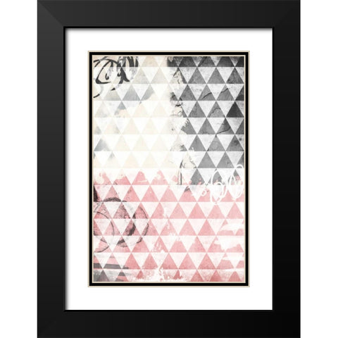 Rose Tri Abstract Black Modern Wood Framed Art Print with Double Matting by Grey, Jace