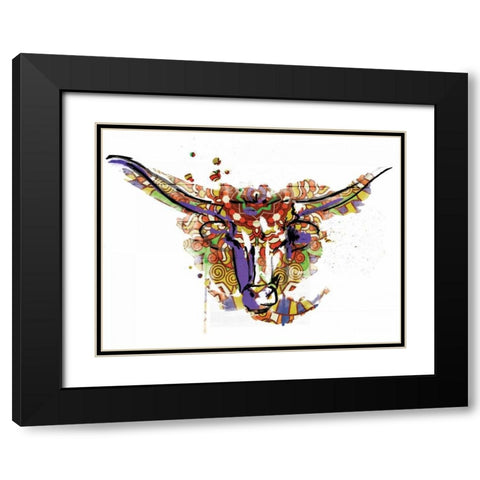 Mandala Water Bull Black Modern Wood Framed Art Print with Double Matting by Grey, Jace