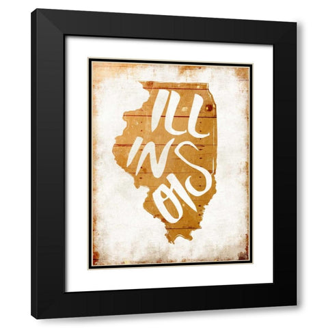 Wood Illinois Black Modern Wood Framed Art Print with Double Matting by Grey, Jace