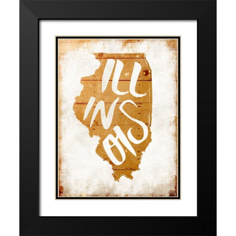 Wood Illinois Black Modern Wood Framed Art Print with Double Matting by Grey, Jace