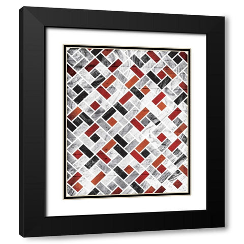 Red Smoke Tile Black Modern Wood Framed Art Print with Double Matting by Grey, Jace