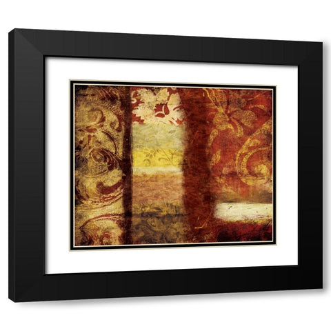 Golden Red Bouquet Black Modern Wood Framed Art Print with Double Matting by Grey, Jace