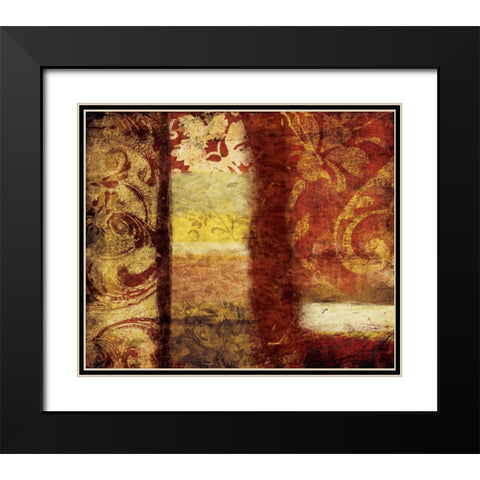 Golden Red Bouquet Black Modern Wood Framed Art Print with Double Matting by Grey, Jace