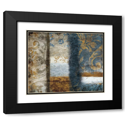 Golden Blue Bouquet Black Modern Wood Framed Art Print with Double Matting by Grey, Jace