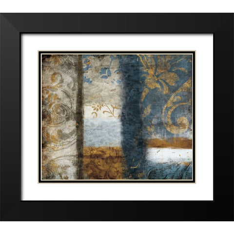 Golden Blue Bouquet Black Modern Wood Framed Art Print with Double Matting by Grey, Jace