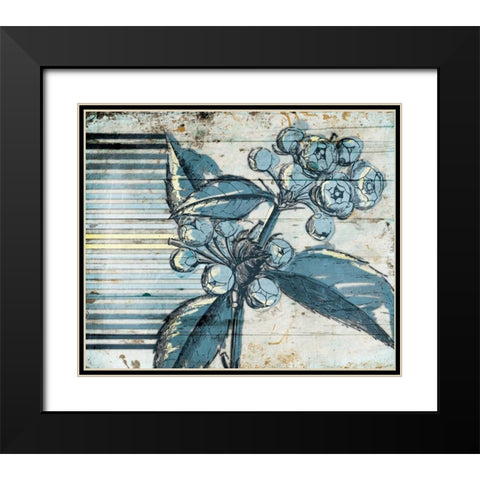 Striped Blue Steal Black Modern Wood Framed Art Print with Double Matting by Grey, Jace