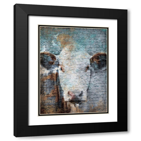 Cow Scales Black Modern Wood Framed Art Print with Double Matting by Grey, Jace