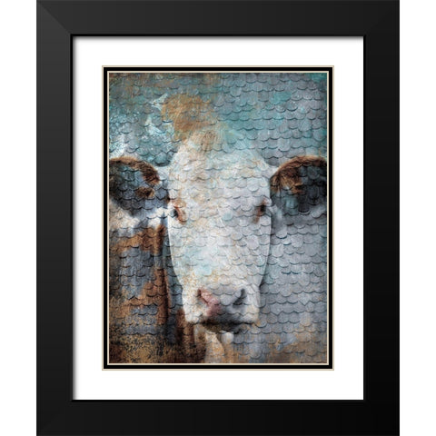 Cow Scales Black Modern Wood Framed Art Print with Double Matting by Grey, Jace