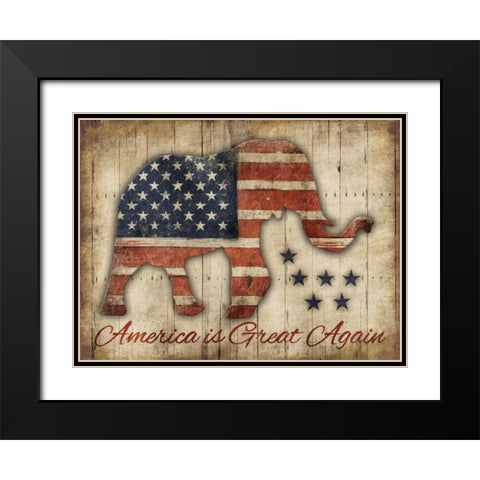 America Is Great Again Black Modern Wood Framed Art Print with Double Matting by Grey, Jace
