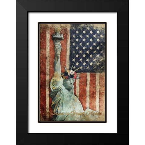 Statue Of America Is Great Again Black Modern Wood Framed Art Print with Double Matting by Grey, Jace