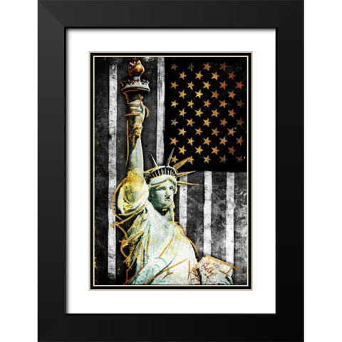 Statue Of Real America Black Modern Wood Framed Art Print with Double Matting by Grey, Jace