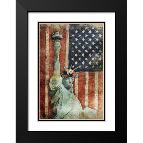 Statue Of America Black Modern Wood Framed Art Print with Double Matting by Grey, Jace