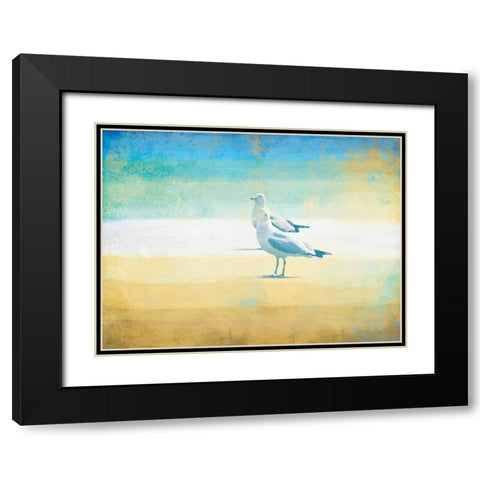 Birds On The Beach Black Modern Wood Framed Art Print with Double Matting by Grey, Jace